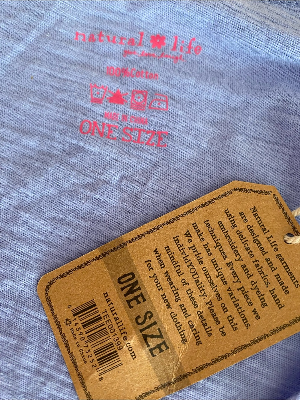 NATURAL LIFE Lavender Mountain Stripe V-Neck Tee with Multi-Color Print - Picture 2 of 6